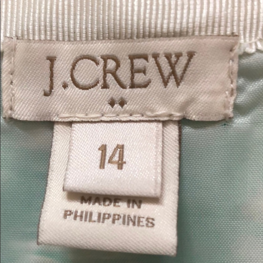 JCrew 14 Geometric green gold white skirt